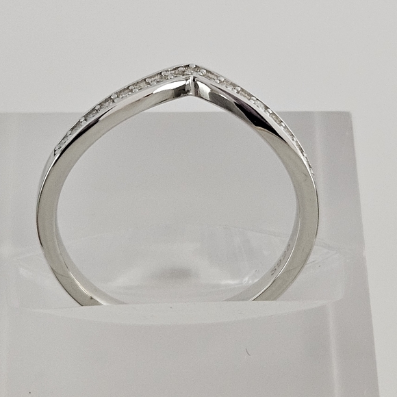 Pave Moissanite V Band Style 3 - Picture 2 of 3